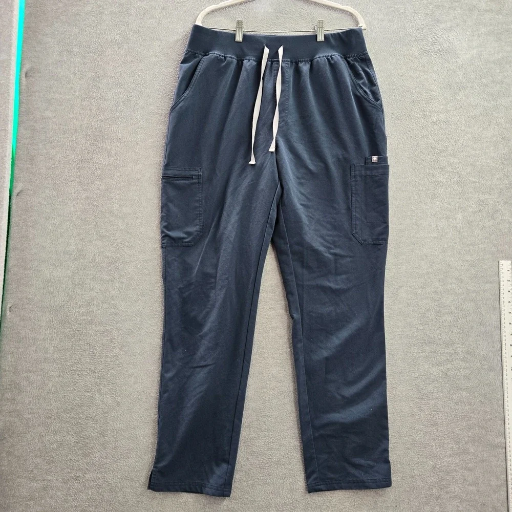 FIGS Women Scrub Pants XLT Blue High Waisted Yola Skinny Cargo Drawstring
